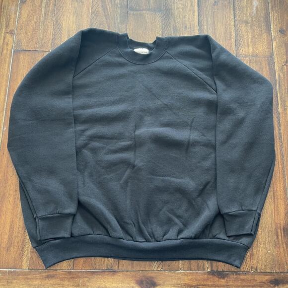 Fruit of the Loom Sweatshirt Mens 3XL Black Crewneck Raglan Fleece Pullover - Picture 2 of 7
